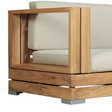 Teako Design Divano da esterno Korsika, 2 posti, in legno di teak, non trattato, resistente alle intemperie, da giardino