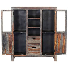 vidaXL Credenza Armadio Madia Resistente Solida Robusta Durevole Elegante Pratica Rustica di Tendenza Grigia 118x40x140 cm Legno Massello Sheesham