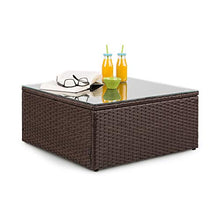 Blumfeldt Theia Loungetisch - Tavolo da Giardino, Tavolino da Lounge, Poly Rattan, Piano in Vetro, Marrone