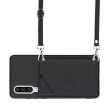 Lanyard - Custodia a portafoglio per Huawei P30, colore: Nero
