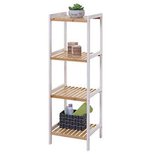 Mendler Scaffale arredo bagno HWC-B55 legno di pino e bambù 4x ripiani
