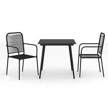 FAMIROSA Set da Pranzo da Esterni 3 pz in Corda di Cotone e Acciaio Nero