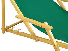 Extra Lunga Sedia a Sdraio Verde con braccioli Parasole in Faggio massello 10-304NFS