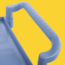 Carrello Multiuso Dell'hotel da Cucina, Carrello Multiuso A 3 Ripiani con Ripiani in Plastica Resistente E Ruote da 4 Pollici Oversize Personalizzate, Carico 70 kg, Blu