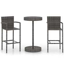 vidaXL Set Bar da Giardino 3 pz in Polyrattan Grigio