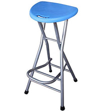72cm Sgabelli da Bar Pieghevole Pieghevoli con Poggiapiedi,Sedia Alta in Metallo e Plastica,per Cucina Giardino Esterni Festa Sgabello Semicerchio(Blu/Rosso)