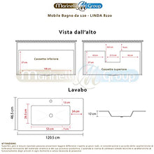 Mobile bagno SOSPESO 120 cm con lavabo in ceramica e specchio con cassetti ROVERE CHIARO LINDA 8220