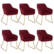 WOLTU BH246bd-6 Poltrone Moderne Imbottite Sedie da Pranzo con Braccioli in Velluto 6 Pezzi Bordeaux