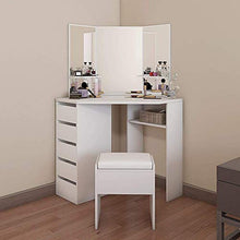 Comò Camera D'angolo, Comò Con Cassetti E Sgabello Mobile 109 * 55 * 140cm, Bianco,White