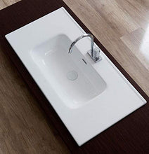 COMPOSIZIONE BAGNO Linea Elegance da 80CM Mobile Sospeso + Lavabo + Specchio + Lampada Led (Noce)