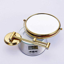 YYSDH - Specchio da parete per trucco, 20,3 cm, girevole a due facce, allungabile, pieghevole, per bagno, rasatura, cosmetico, trucco, ingrandimento 5X/1x, dorato