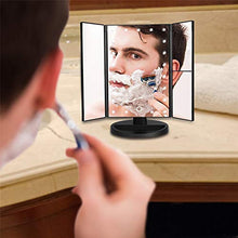 specchio trucco,specchio trucco,Specchio per il trucco a LED con luce, 22 luci, specchio per il trucco pieghevole a tre lati-oro