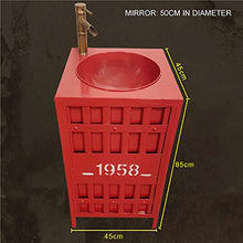 YRRA Autoportante Mobile Lavabo Bagno, Stile Industriale Mobile Bagno con Lavabo, con Lavello e Rubinetto Combinato 17,7 x 33,4 Pollici,Rosso