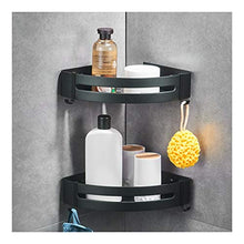 LYM &ripiano di stoccaggio Bagno Scaffale, Triangolo Scaffale, Scaffale, Storage Rack a 2 Strati Nero Scaffale di Finitura