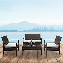HJYUIK Garden Rattan Mobili Divano da Esterno A 4 Posti Patio Rattan Mobili da Giardino Set con Montaggio