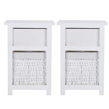 GXP 2pcs / Set Lavaggio da Comodino in Legno Naturale con Cassetti E Cestino (Bianco)