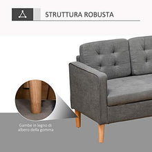 homcom Divano 3 Posti Moderno in Tessuto Grigio con Vano Contenitore e Design Scandinavo, Grigio, 166.5x62x82cm