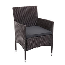 Mendler Salottino da Esterno Giardino HWC-F55 polyrattan Marrone con Cuscini Grigio Scuro
