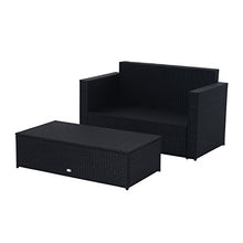 Outsunny Set Mobili Poggiapiedi con Cuscini da Giardino in PE Rattan