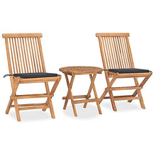 vidaXL Set da Pranzo Giardino Pieghevole 3 pz Cuscino Massello di Teak