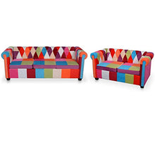 vidaXL 2X Divani Chesterfield Morbidi Imbottiti con Braccioli Set Comodi Eleganti Raffinati Robusti Sofa Arredi Casa in Tessuto Patchwork