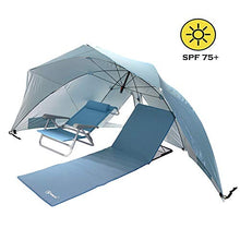 HOMECALL Ombrellone da spiaggia con finestre, design paravento, poliestere resistente ai raggi UV, blu