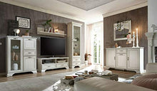 Credenza Venedig 3 porte, 1 cassetto, bianco usato, con maniglie in metallo e MDF