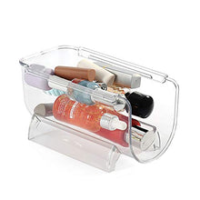 Scaffale, organizer trasparente per bottiglie di vino, impilabile, in plastica per ripiani da cucina, dispensa, frigorifero.