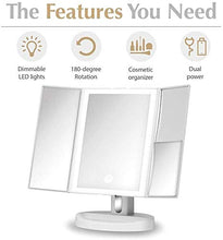 Trucco specchio con luci Specchio per vanità con luci a LED, specchio per il trucco illuminato con ingrandimenti 5x 10x-34 luci naturali dimmerabili, touch screen, specchio da tavolo controsoffitto LB