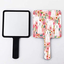 Specchio a mano, bichon floreale carino bichon frise dog best florals quadrato palmare specchio con manico per trucco casa salone viaggio uso 9 cm L x 16 cm L