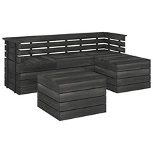 FAMIROSA Set Divani da Giardino su Pallet 5 pz Legno Pino Grigio Scuro-3741