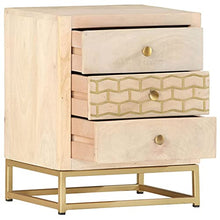 vidaXL Comodino Oro 40x30x50 cm in Legno Massello di Mango