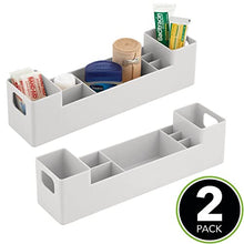 mDesign Set da 2 organizer portaoggetti con manici laterali – Cassetta pronto soccorso con 8 scomparti per creme, cerotti e medicinali – Scatola porta medicine ideale per il bagno – grigio chiaro