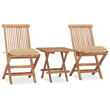 vidaXL Set da Pranzo Giardino Pieghevole 3 pz Cuscino Massello di Teak