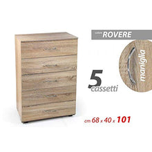 Argonauta Cassettiera Como da Camera 5 cassetti Rovere cm 68 x 40 x 101 h