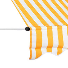 Emoshayoga Retrattile Regolabile in Altezza Resistente 1,5x1,2 M Tenda da Sole Tettoia da Giardino Multifunzione Manuale Resistente alle intemperie(Yellow And White Strips)