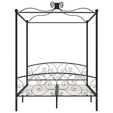 SKM Letto a Baldacchino Nero in Metallo 160x200 cm (29.8kg)