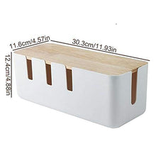 Faviye - Scatola Porta Cavi Rettangolare, con Coperchio in Legno