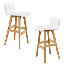 [en.casa] Bancone Bar + 2 x sgabelli da Bar Set (faggio-Bianco) Similpelle + MDF