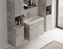 Badplaats B.V. - Set di mobili da bagno Montreal XL, 60 cm, con lavabo, mobile sottolavabo, armadietto alto, colore: grigio cemento