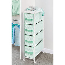 mDesign Cassettiera in tessuto – Comò con 4 cassetti – Pratico organizer con cassetti ideale per camera da letto e bagno – verde menta/bianco