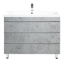 Mobile bagno a terra Via 100 grigio cemento , 3 cassetti senza maniglie
