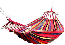 Amaca in cotone per esterni 260 * 80 cm 1-2 persone Curva in tela per esterni Bastone in legno Sedia sospesa altalena da giardino fissa Blu Rosso