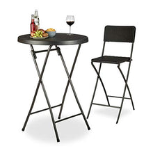 Relaxdays 10020759_46 Tavolo Alto Pieghevole Rotondo, Nero, 80x80x110 cm