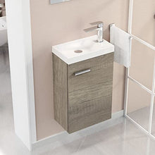 24010555 Baikal - Mobile con lavabo e Specchio Toilette, Legno di Rovere Grigio
