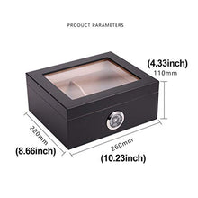 Umidificatore Humidor Cigar Box - Humidor da Tavolo in Legno di Cedro con Divisore in Cedro E Igrometro in Vetro Ad Anello in Ottone, Contiene da 25 A 50 Sigari,Marrone