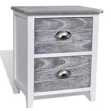 Set di 2 tavolini da comodino con 2 cassetti per divano, comodino, comodino, 38 x 28 x 45 cm, colore: bianco e grigio