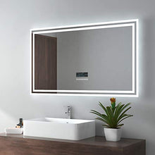 EMKE Specchio da bagno LED, 100 x 60 cm, con altoparlante Bluetooth 4.1, interruttore touch, anti-appannamento, orologio