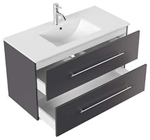 Set di mobili da bagno Firenze 100 (5 parti/B) antracite satinato e specchio LED