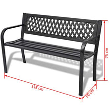 Oushome Panchina da Giardino 118 cm in Acciaio Nera